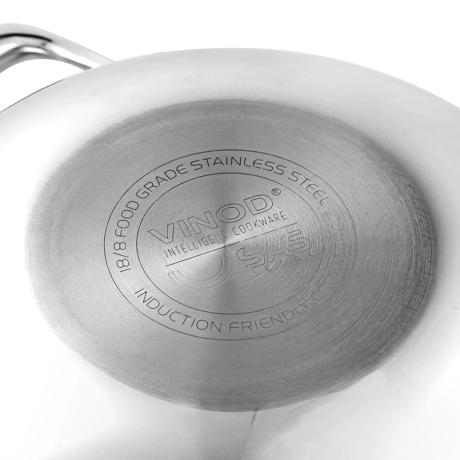 Vinod Platinum Triply Stainless Steel Kadai with Lid - Induction Compatible 60-Month Warranty