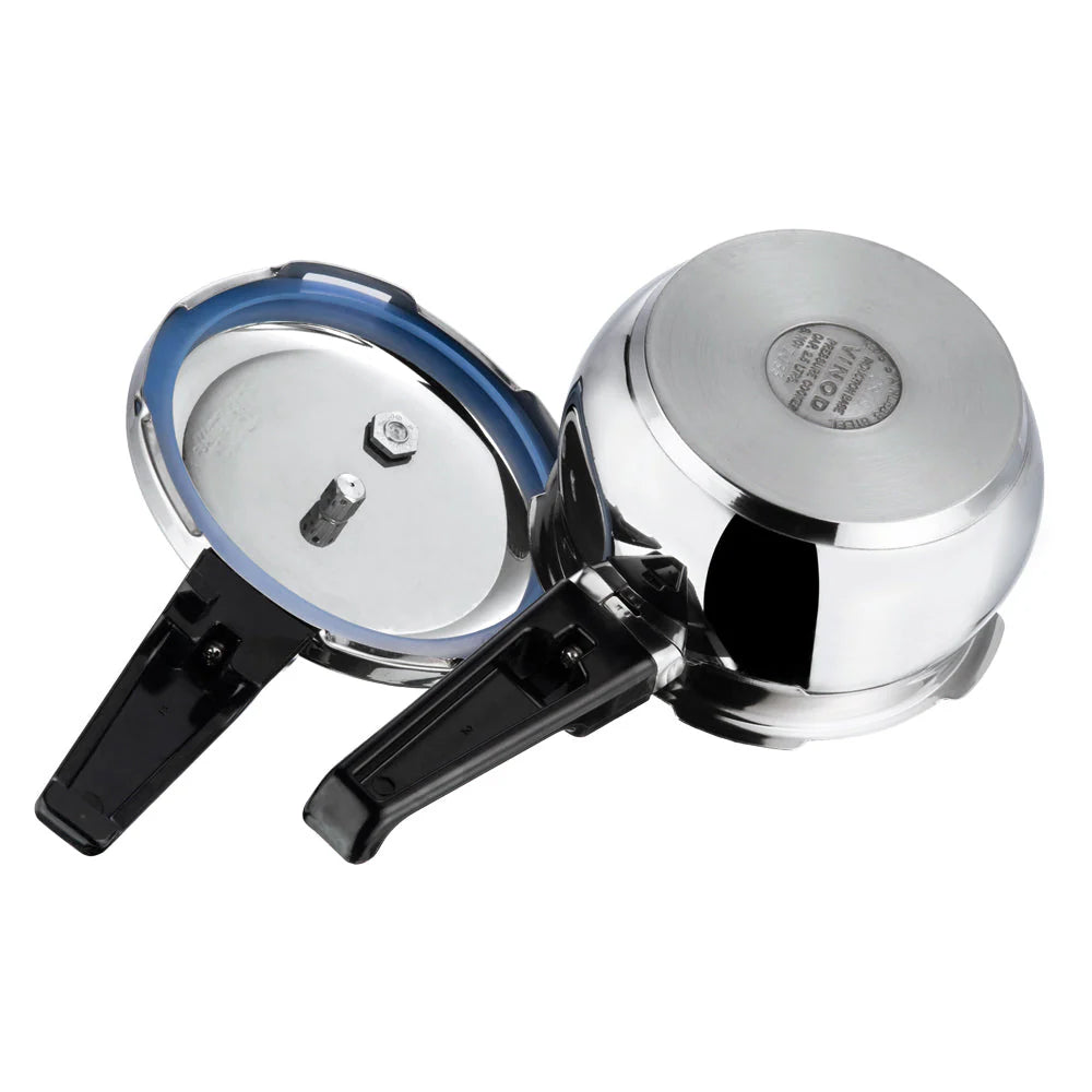 Bottom of Stainless steel pressure cooker with its cover