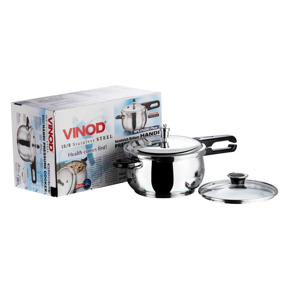 Stainless steel pressure cooker with Vinod packaging 