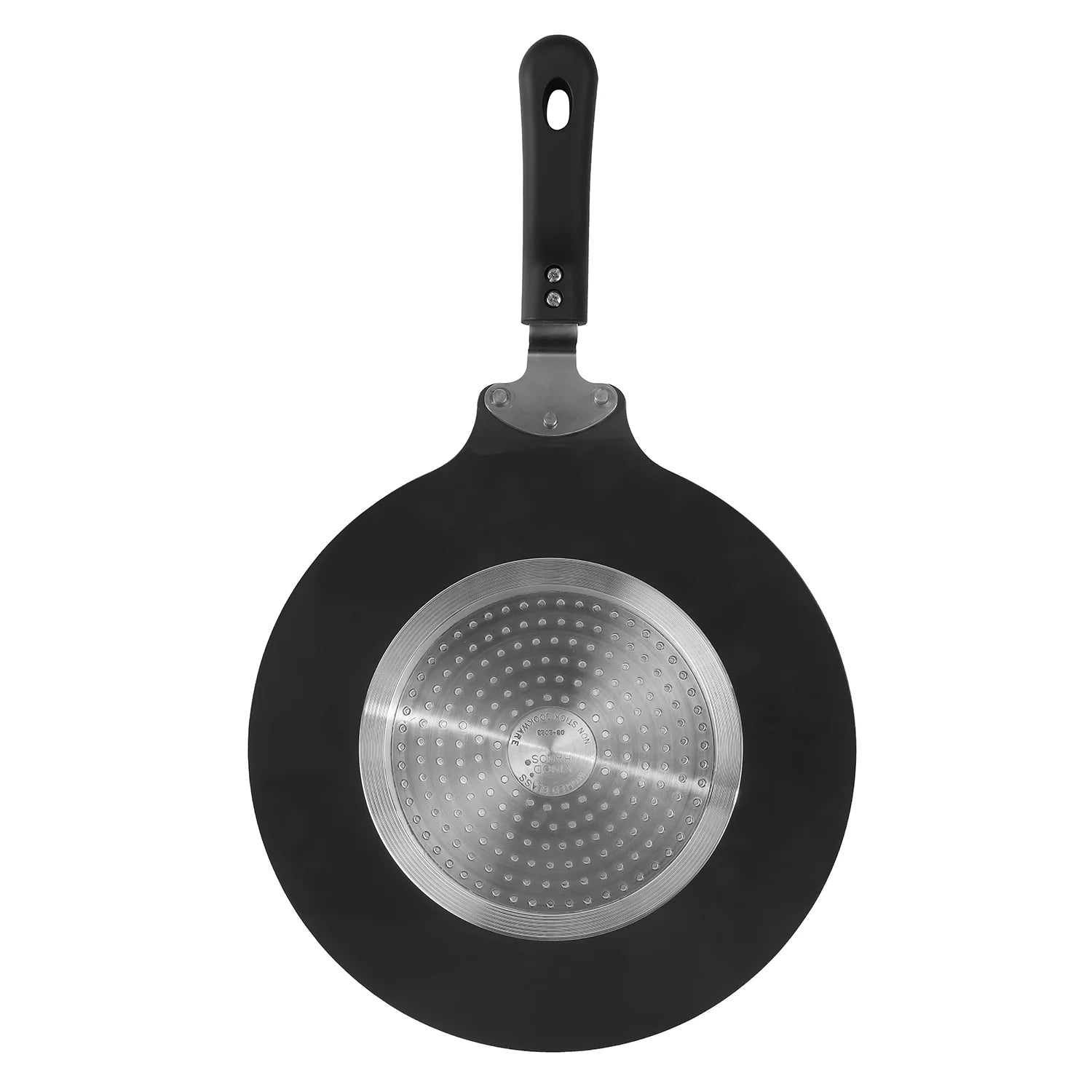 Vinod Hanos Non Stick Flat Multi Tawa Bottom view with vinod branding