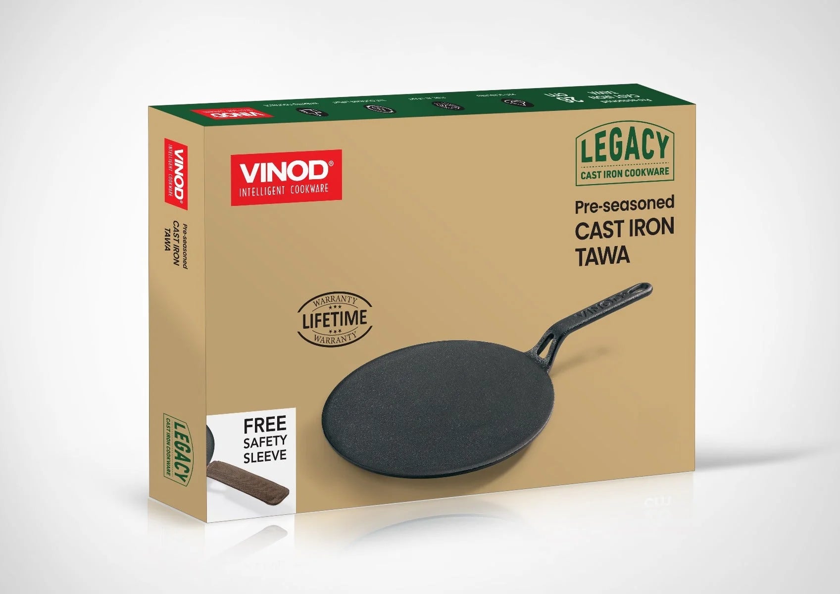 Vinod Legacy Pre-Seasoned Cast Iron Roti Tawa – 26 cm | Induction & Gas Compatible