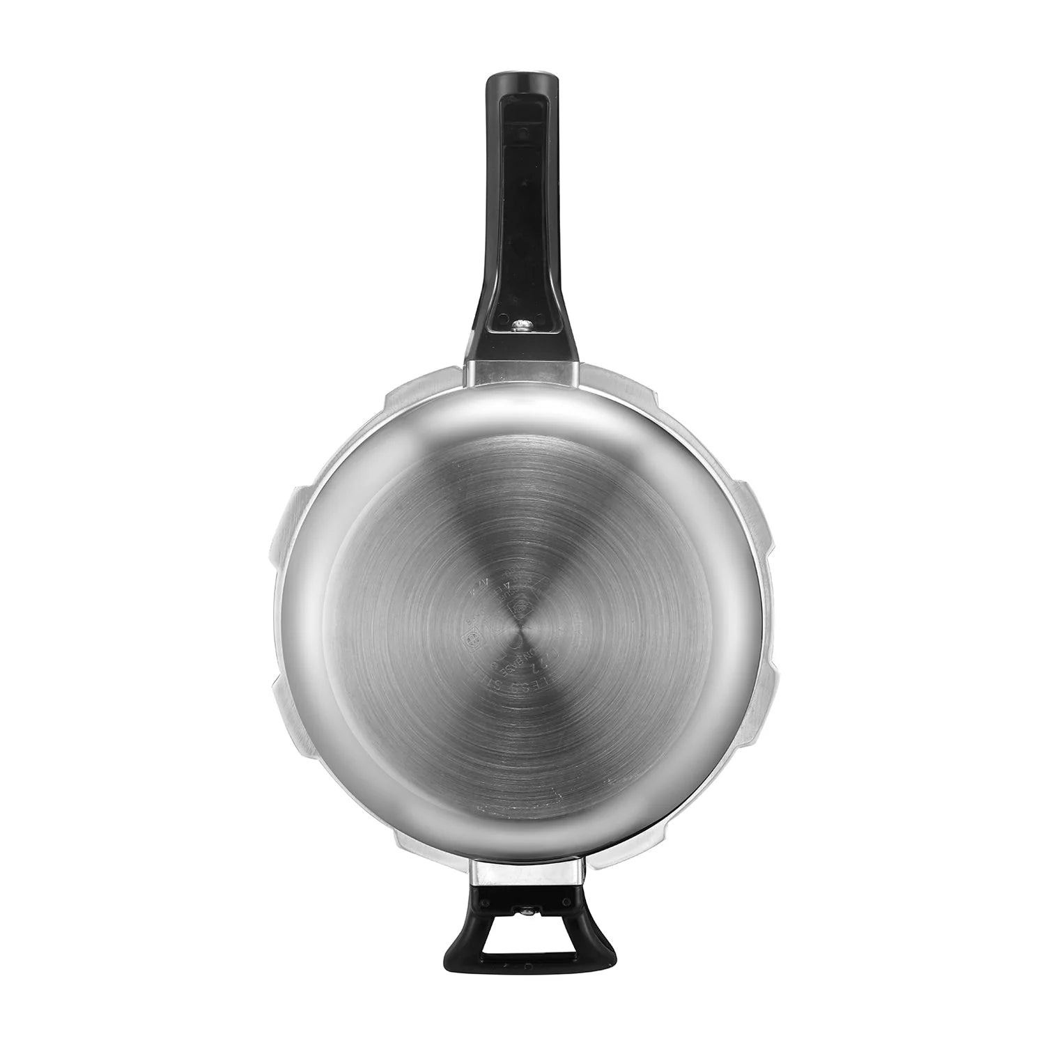 Top View of Stainless steel pressure cooker with both side handle and subsidary handle