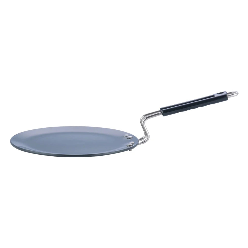 Vinod Hard Anodised Tawa side view showing induction and gas compatible handle