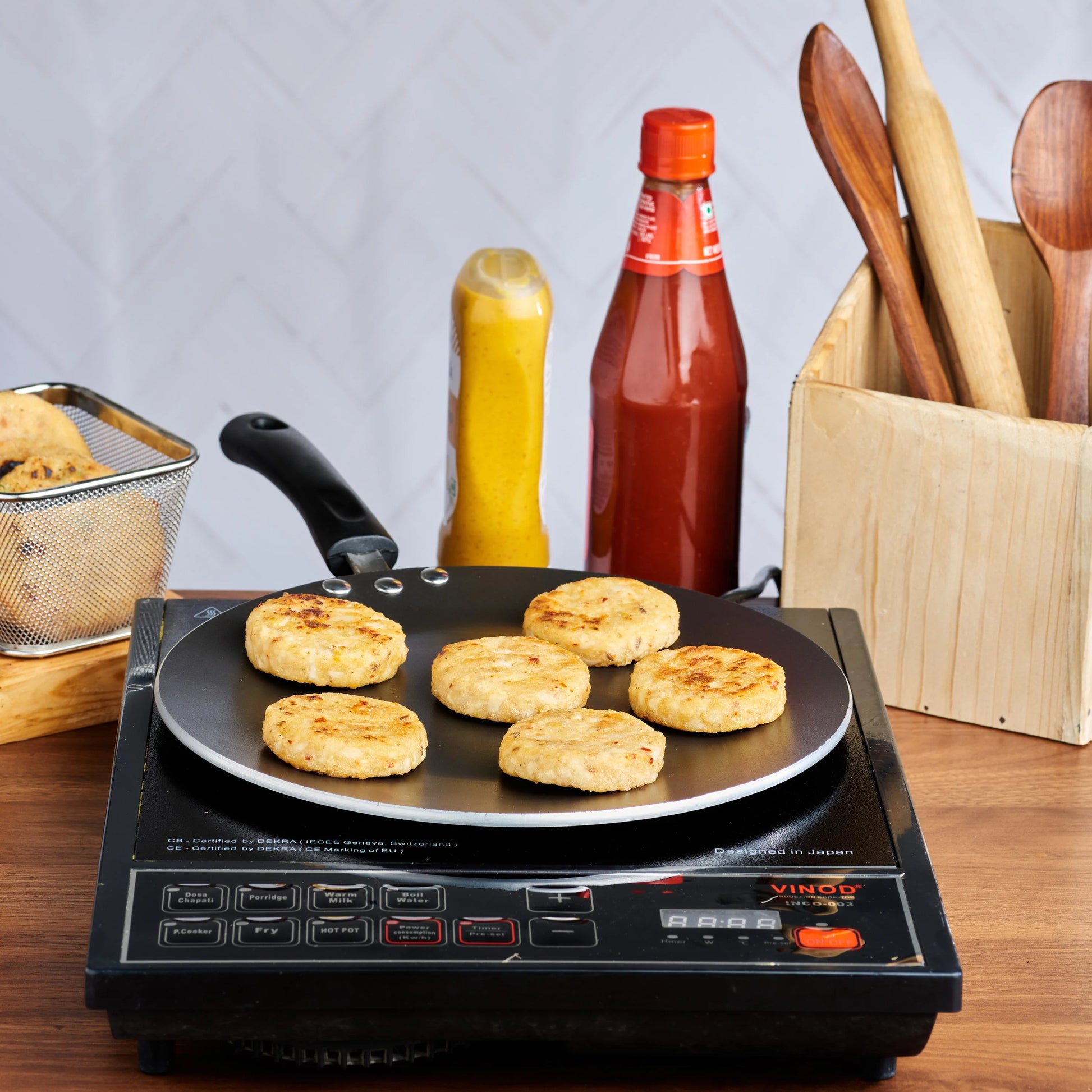 Vinod Non-Stick Concave Tawa with unique curved design, induction and gas compatible for making rotis and flatbreads
